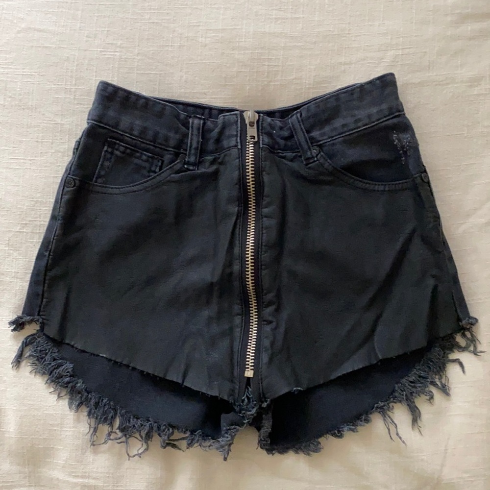 Leather high waisted shorts
